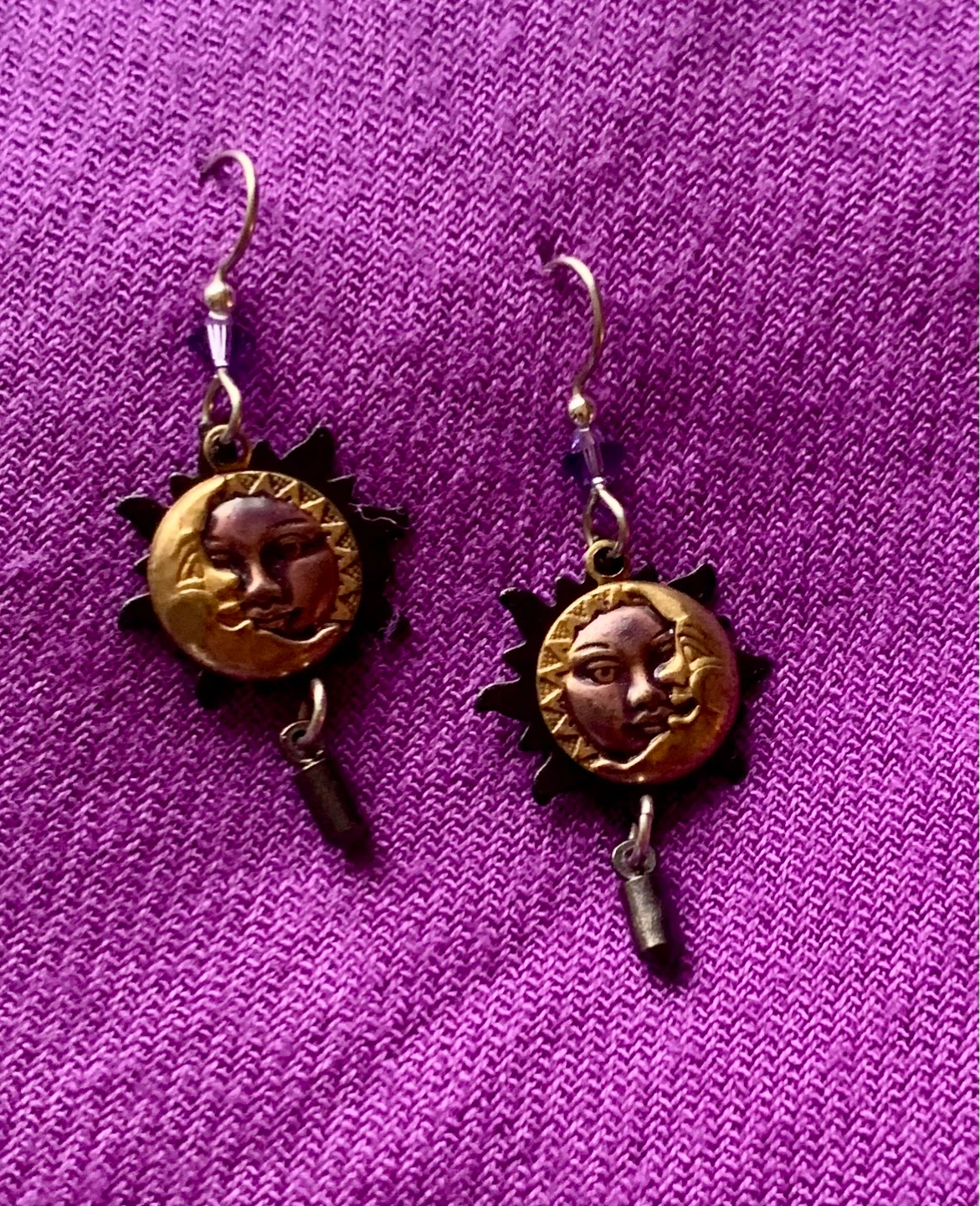 Sun and Moon Face Dangle Earrings - photo 2