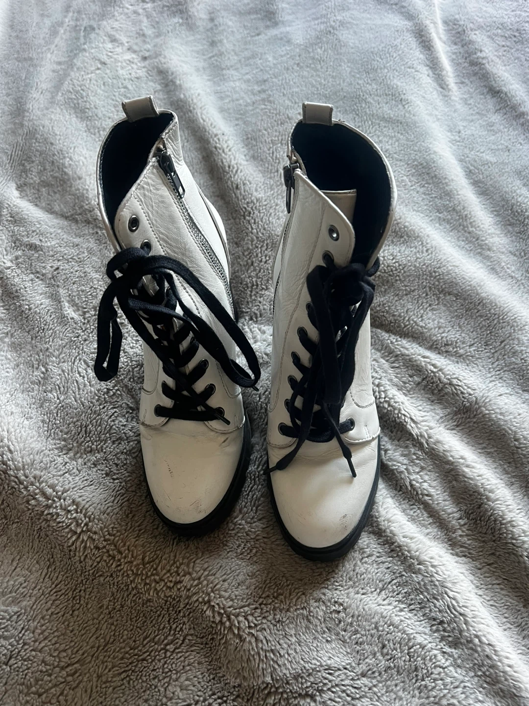 White Heeled Combat Boots - photo 2