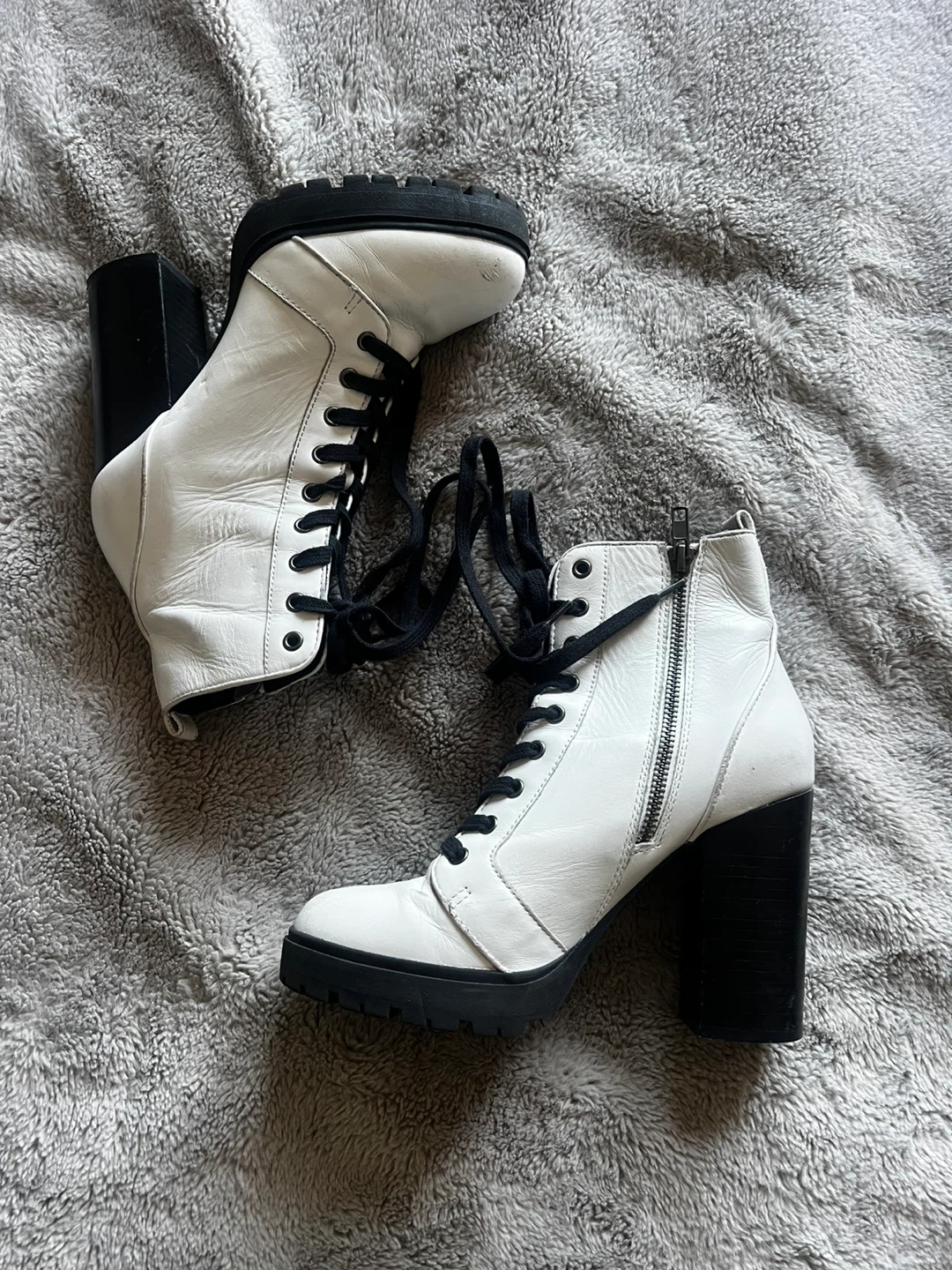 White Heeled Combat Boots - photo 3