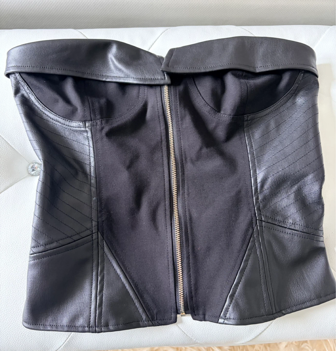 Bebe Black Faux Leather Corset Top