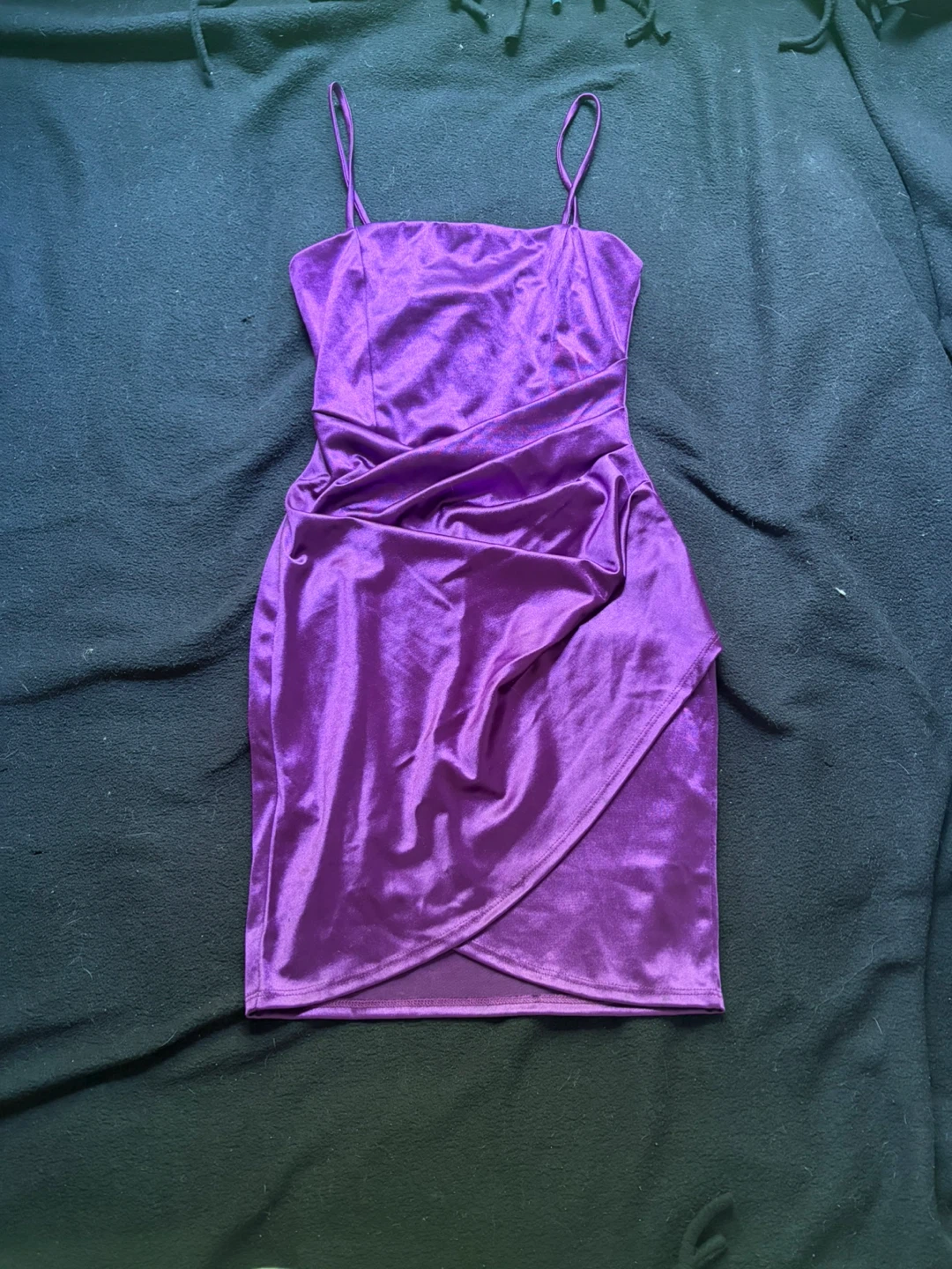 Windsor Purple Satin Ruched Mini Dress