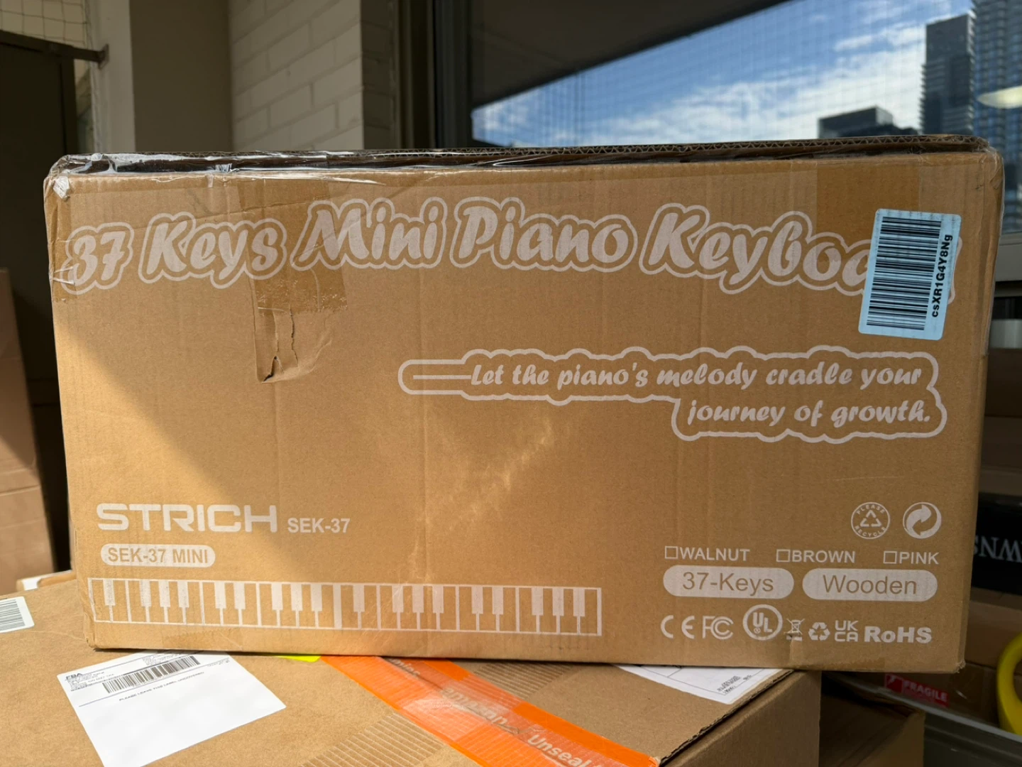 STRICH 37 Keys Kids Piano Keyboard SEK-37 Walnut