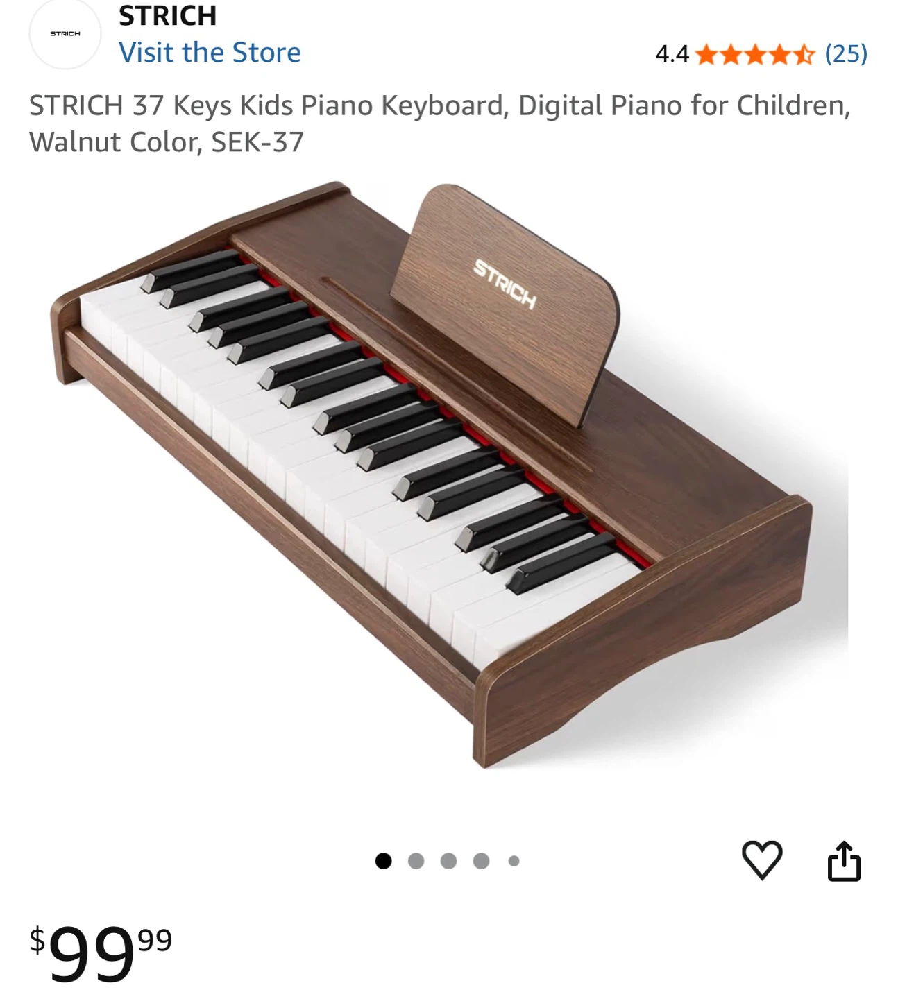STRICH 37 Keys Kids Piano Keyboard SEK-37 Walnut - photo 2