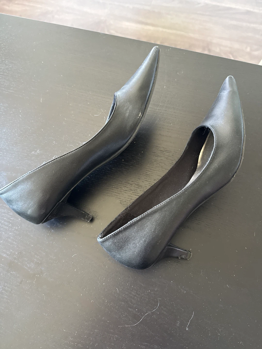 PREDICTIONS Black Faux Leather Pointed Toe Heels - photo 3