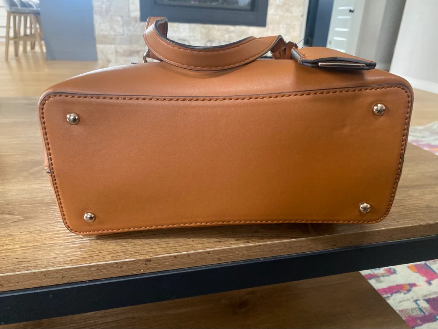 Guess Lyndi Small Girlfriend Satchel Bag - Cognac Multi - photo 3