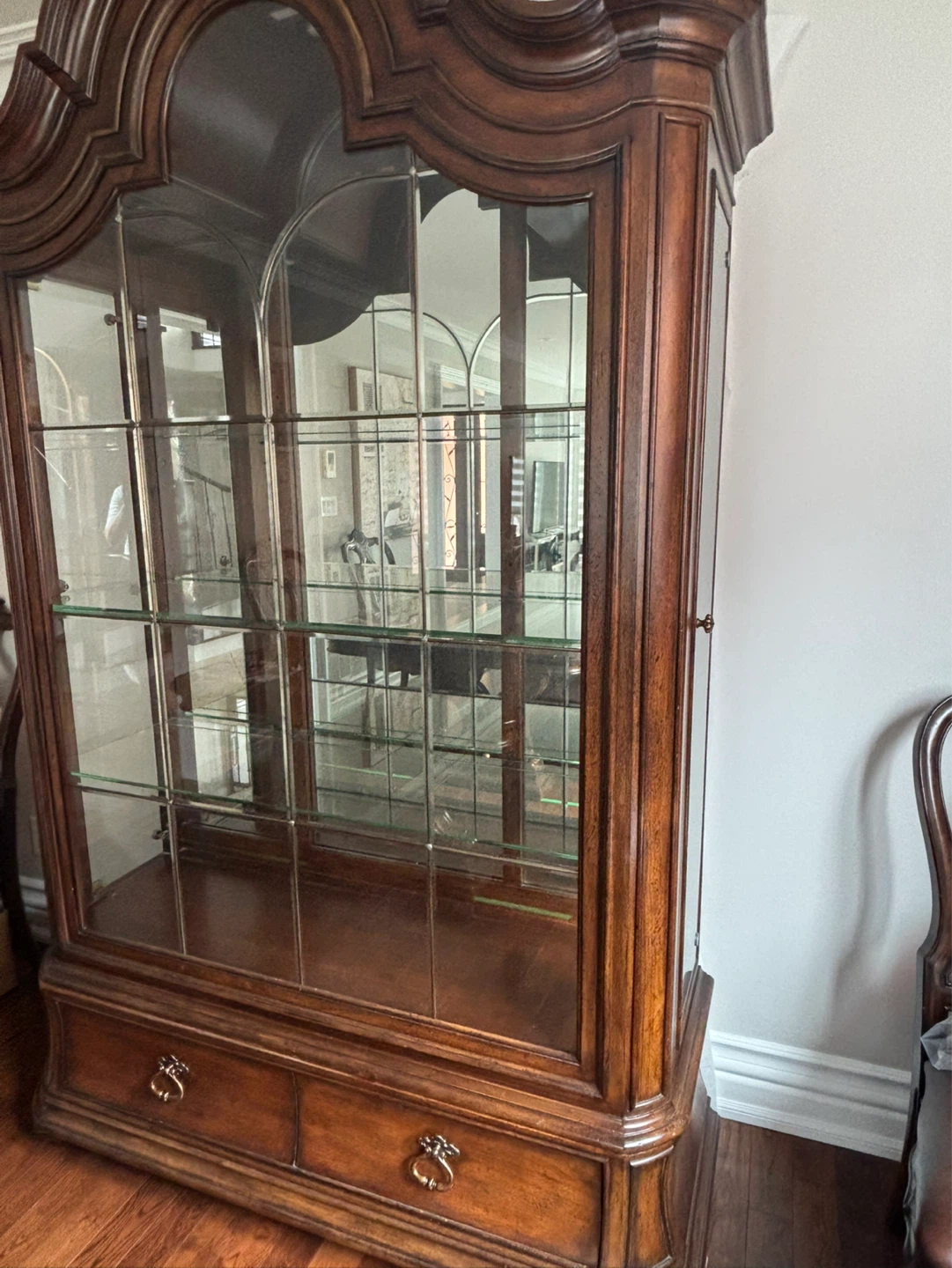 Wood Display Cabinet with Glass Doors and Drawers - photo 2