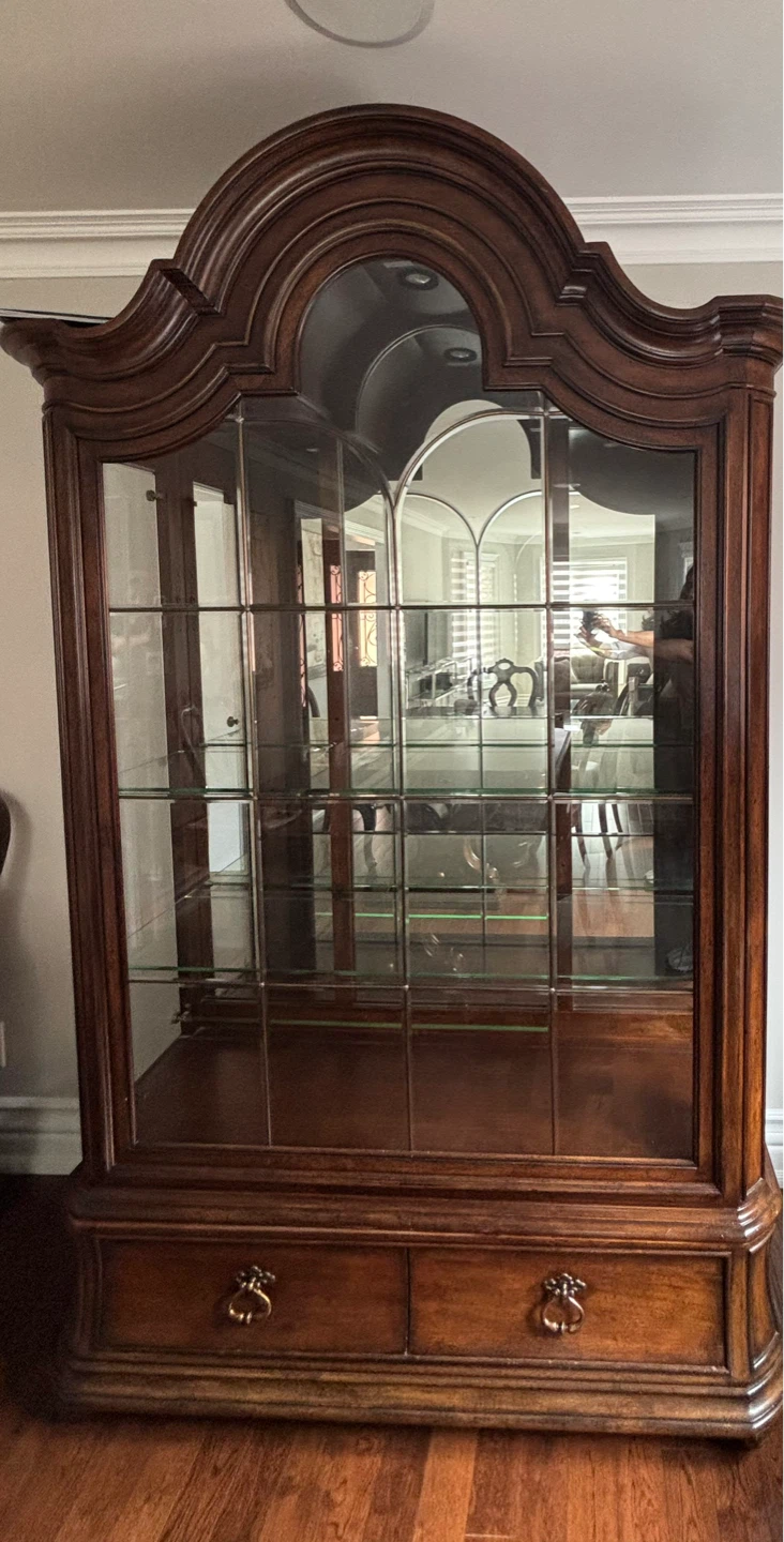 Wood Display Cabinet with Glass Doors and Drawers - photo 3
