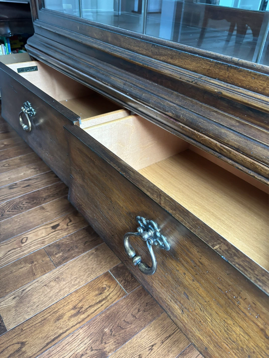 Wood Display Cabinet with Glass Doors and Drawers - photo 4