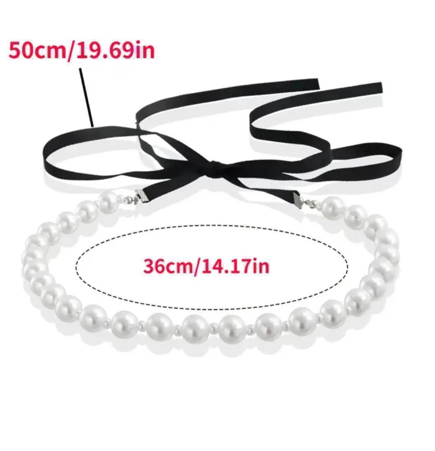 Pearl Choker Necklace with Black Ribbon Tie - photo 3