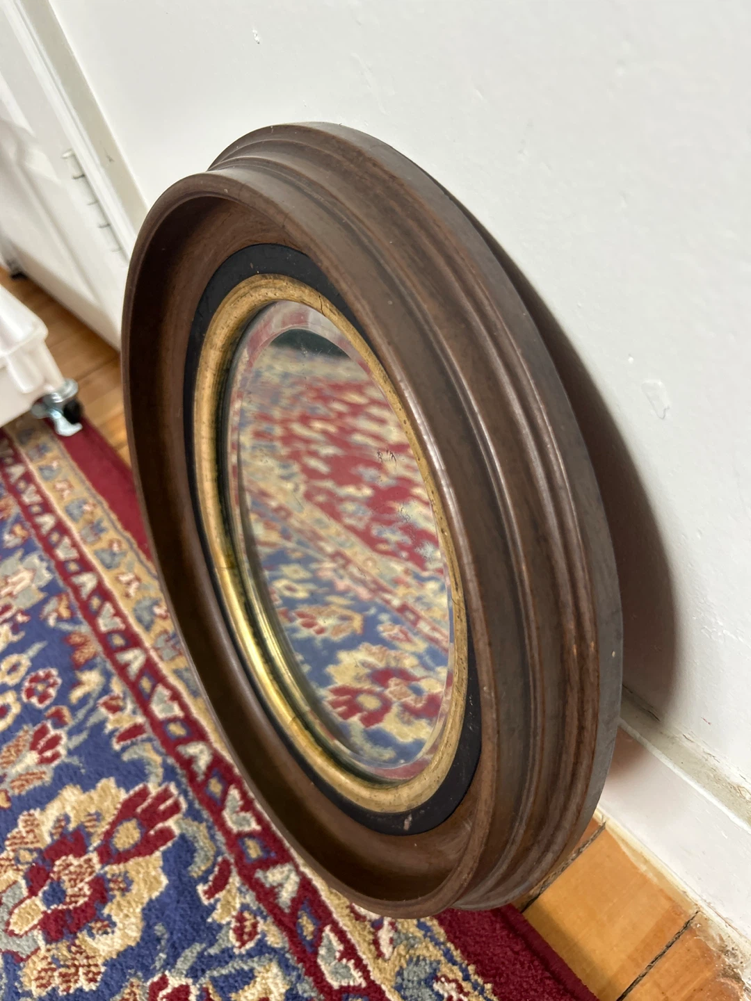 Vintage Oval Wall Mirror with Wood Frame - photo 3