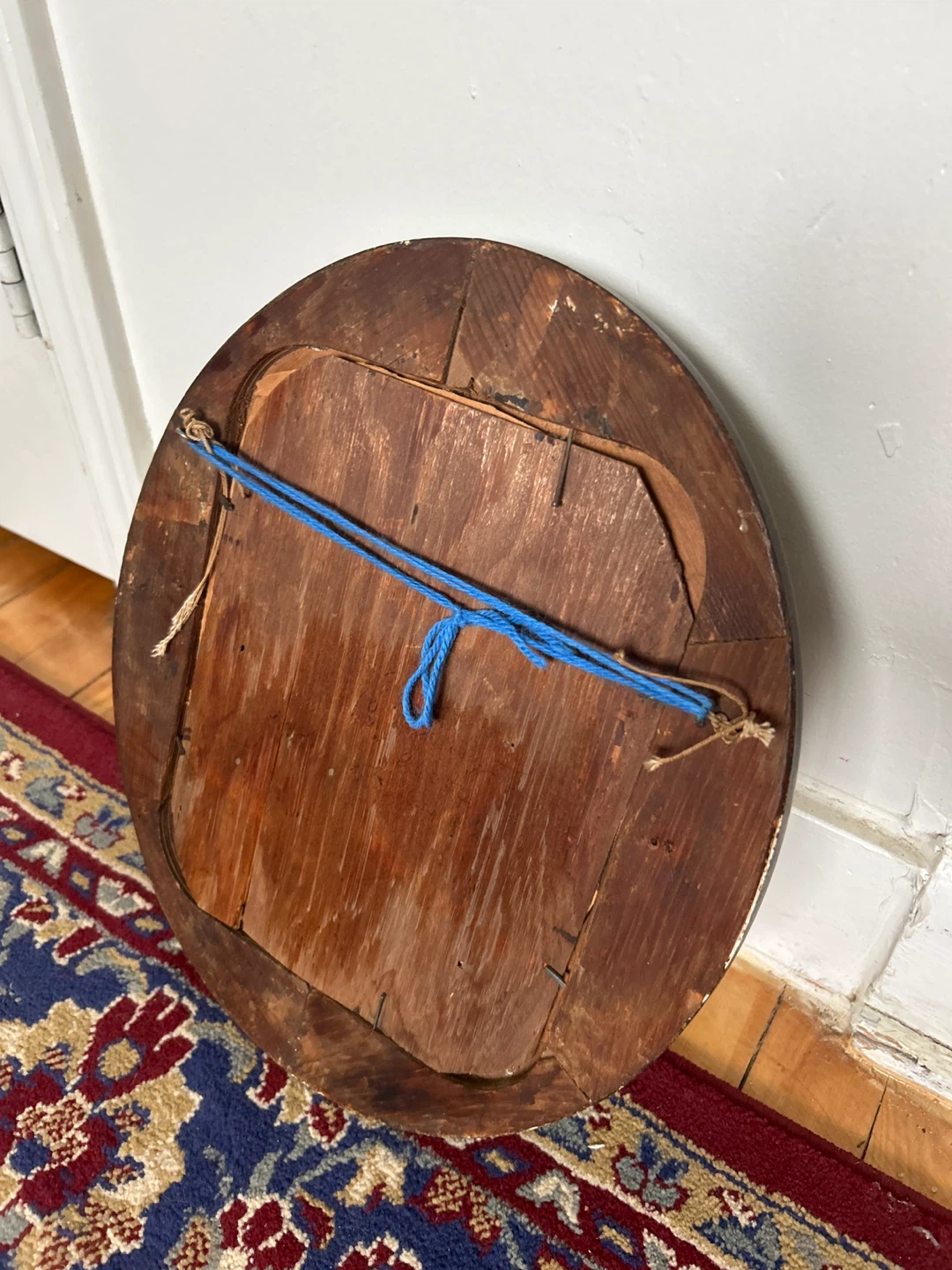 Vintage Oval Wall Mirror with Wood Frame - photo 2