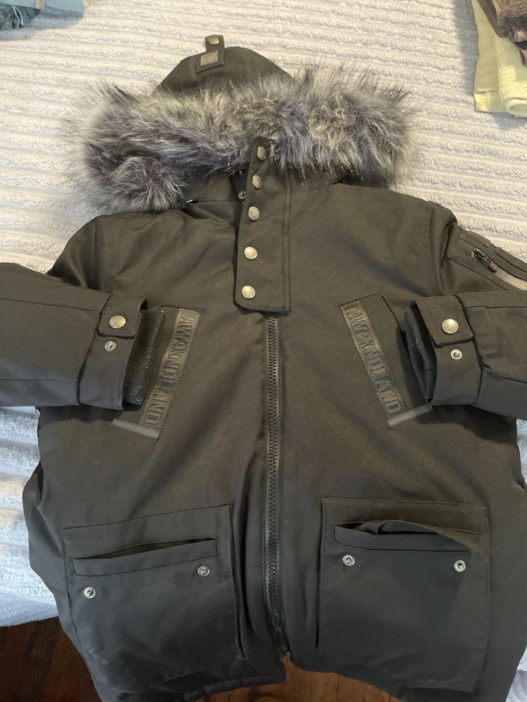 Nudpland Black Winter Parka Jacket with Fur Hood