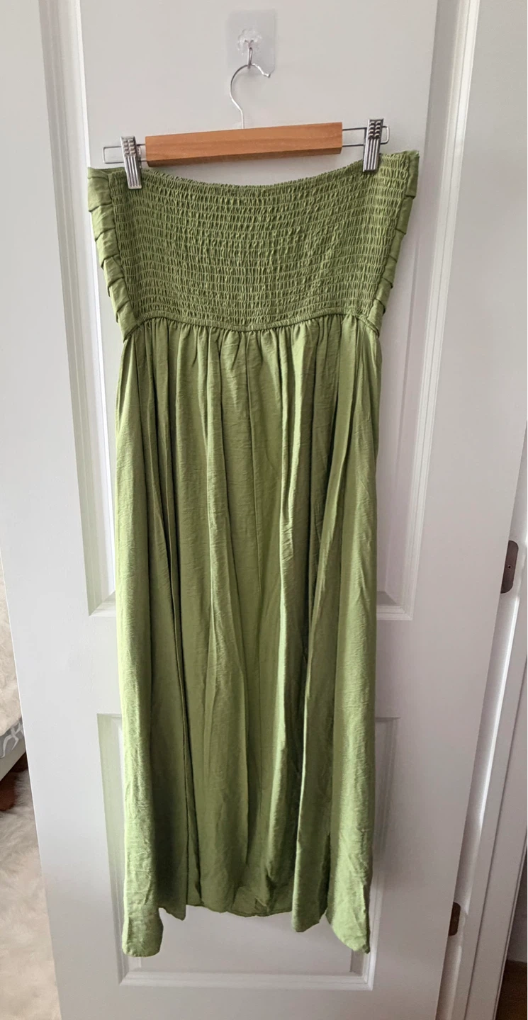 The Workshop Strapless Midi Dress - Olive Green - Size L - photo 4
