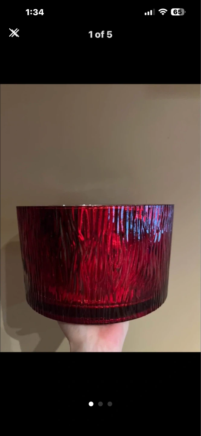 Red Textured Glass Cylinder Vase