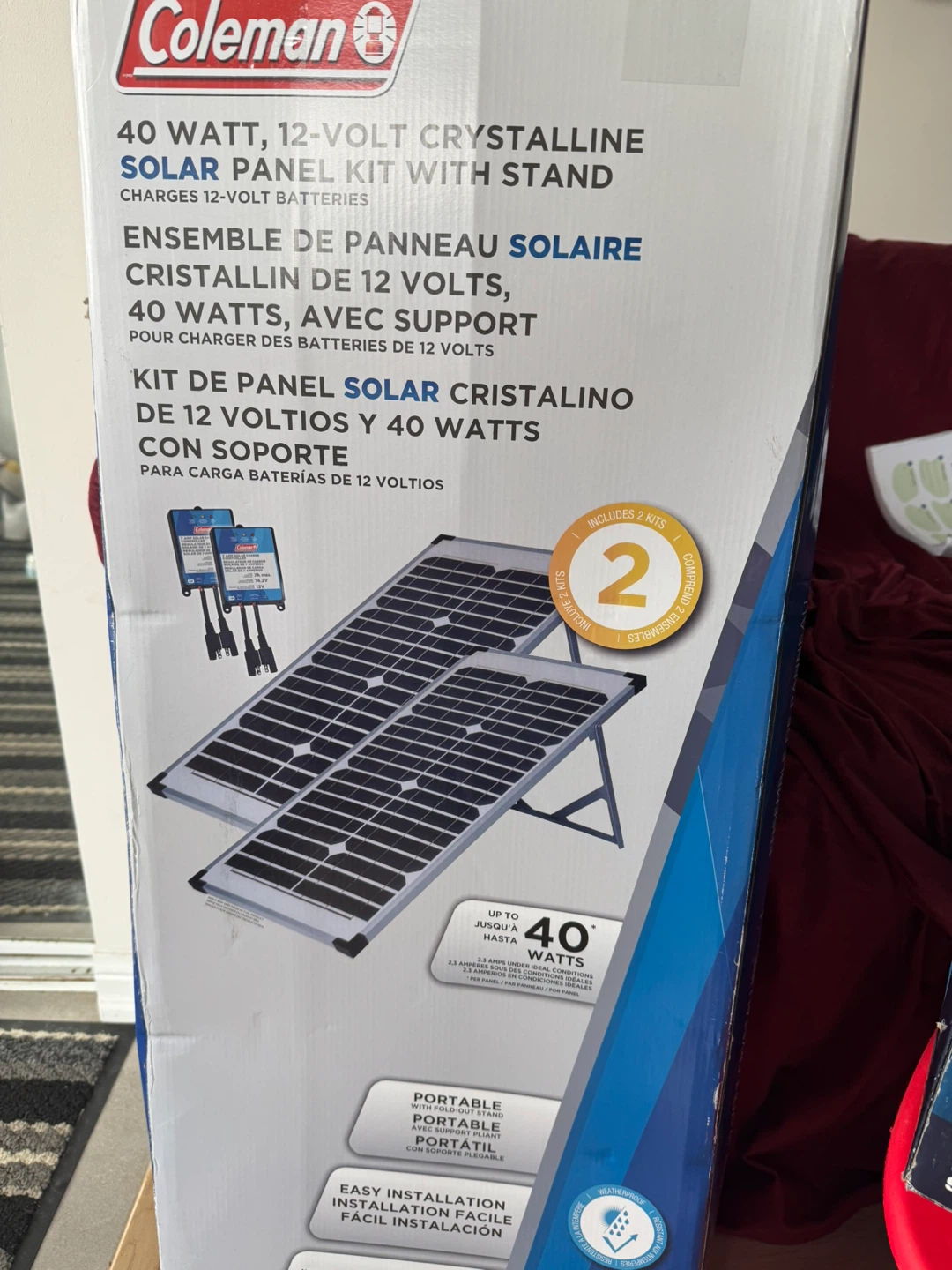 Coleman 40 Watt 12-Volt Crystalline Solar Panel Kit with Stand