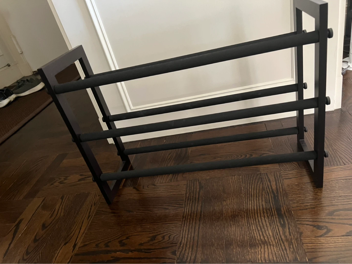 3-tier wood and metal expandable shoe rack