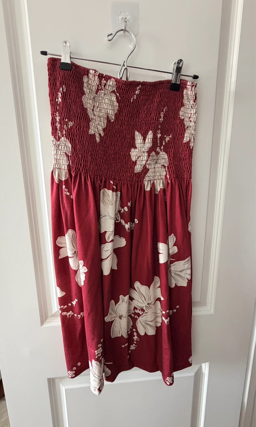 Red Floral Smocked Tube Dress - photo 3
