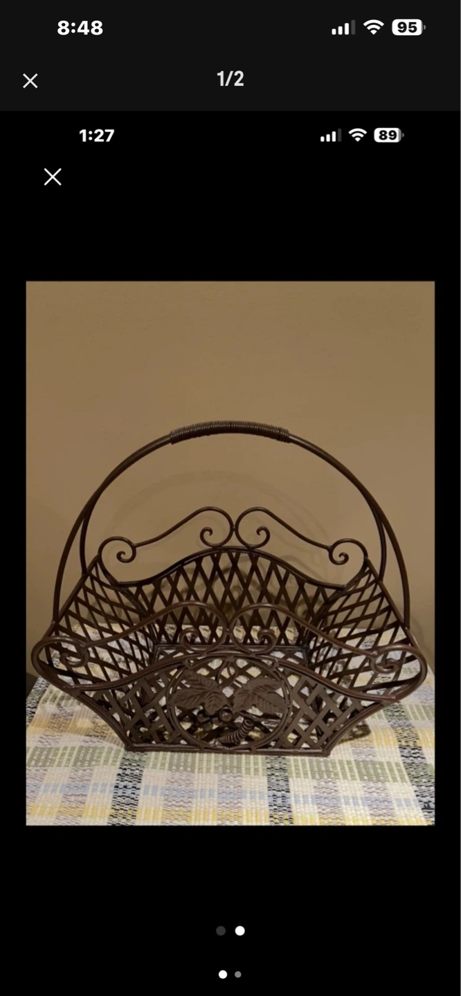 Decorative Metal Basket with Handle