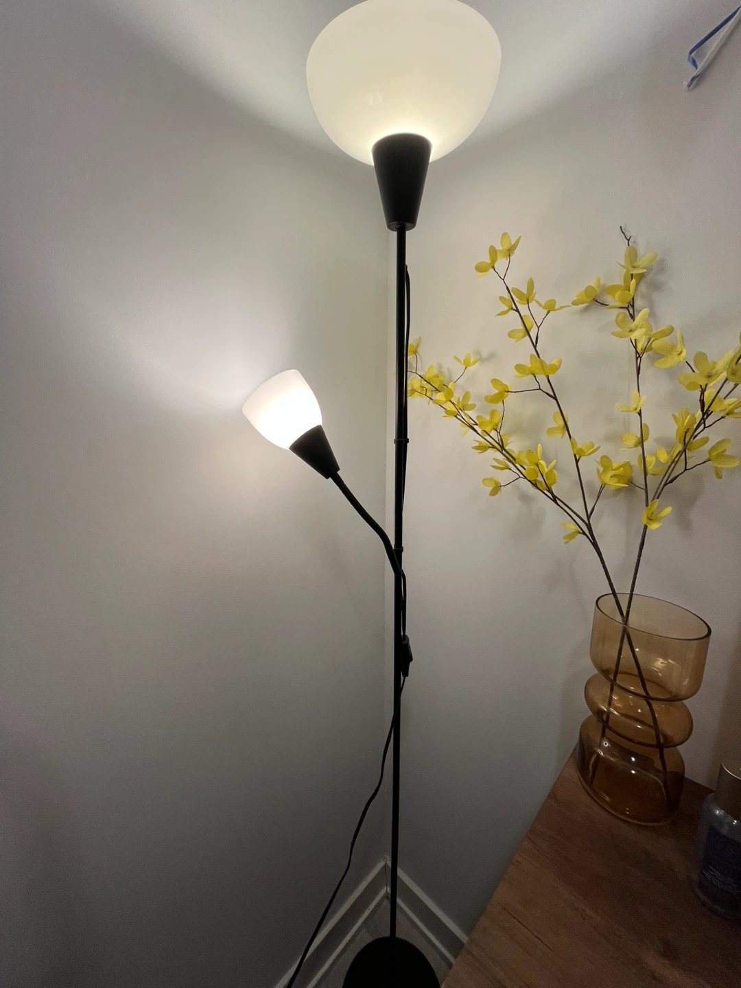 Black Floor Lamp with Adjustable Reading Light