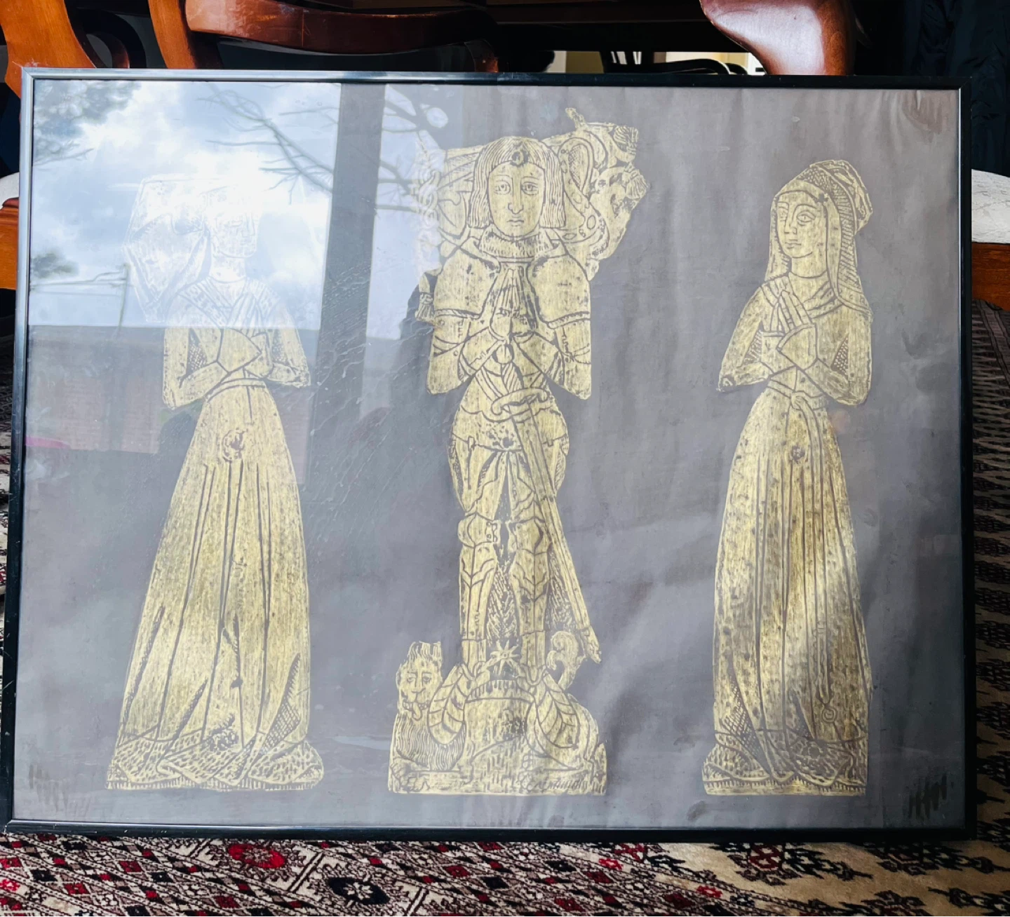 Framed Medieval Brass Effigy Artwork - photo 2