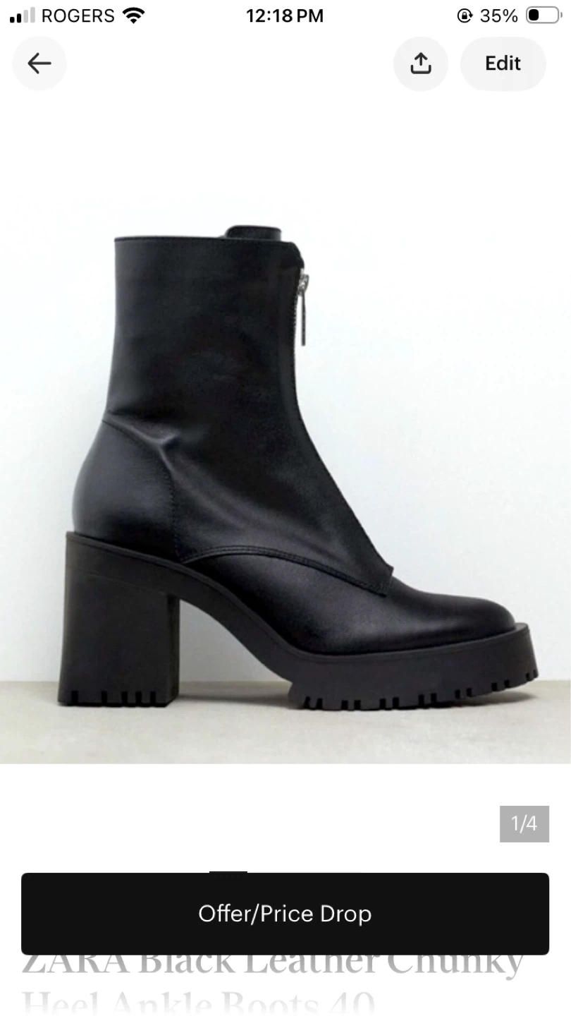 Black Zara Leather Boots Sz.9