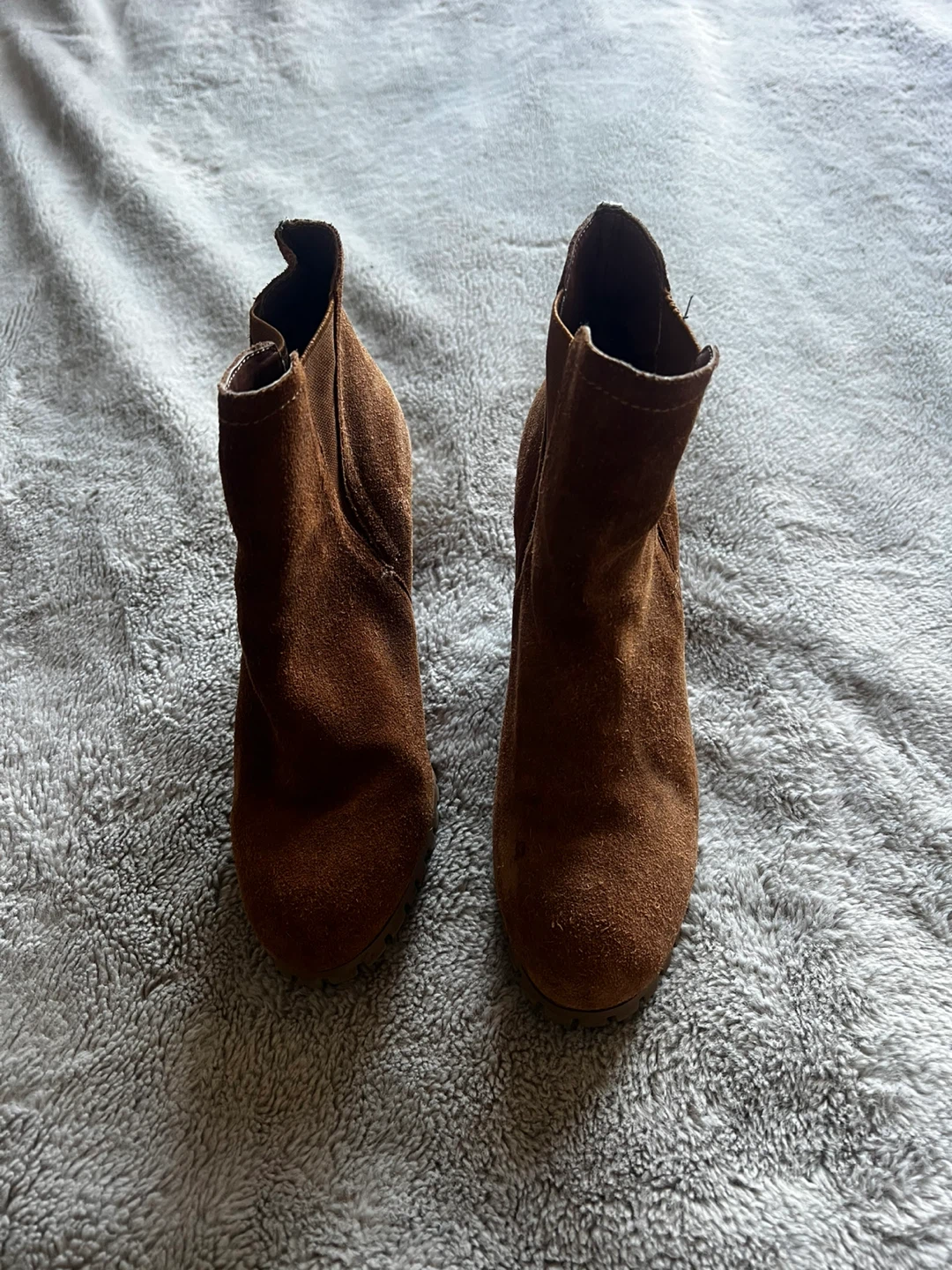 Brown Suede Wedge Ankle Boots