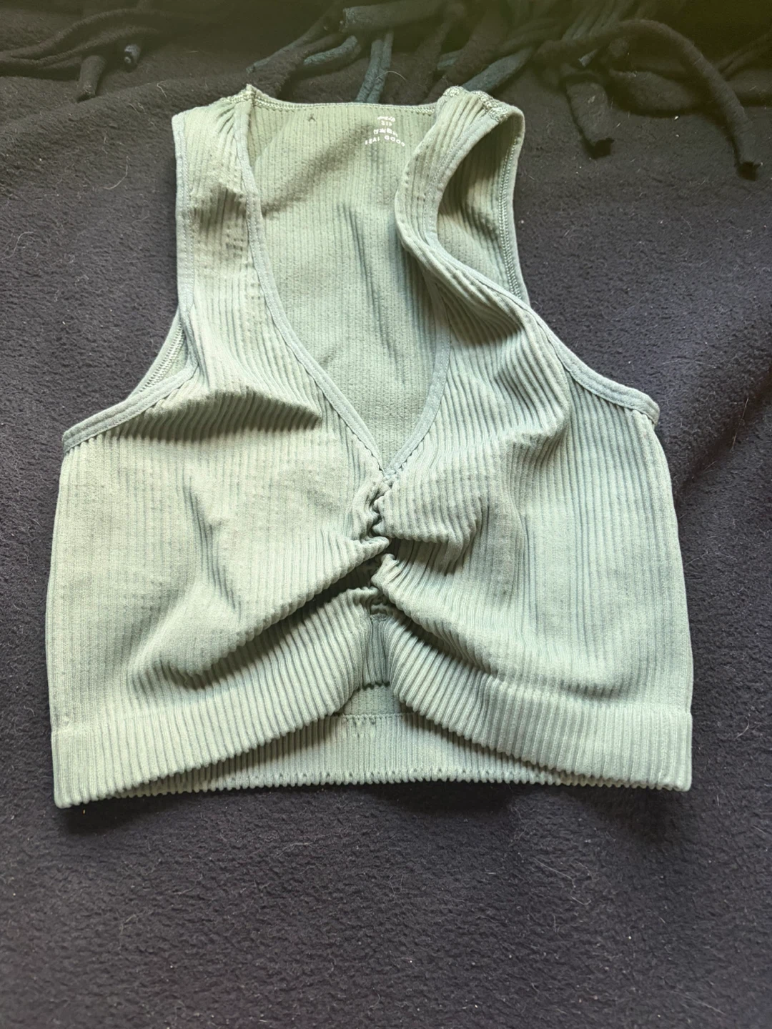 Aerie Ribbed Ruched Cropped Tank Top