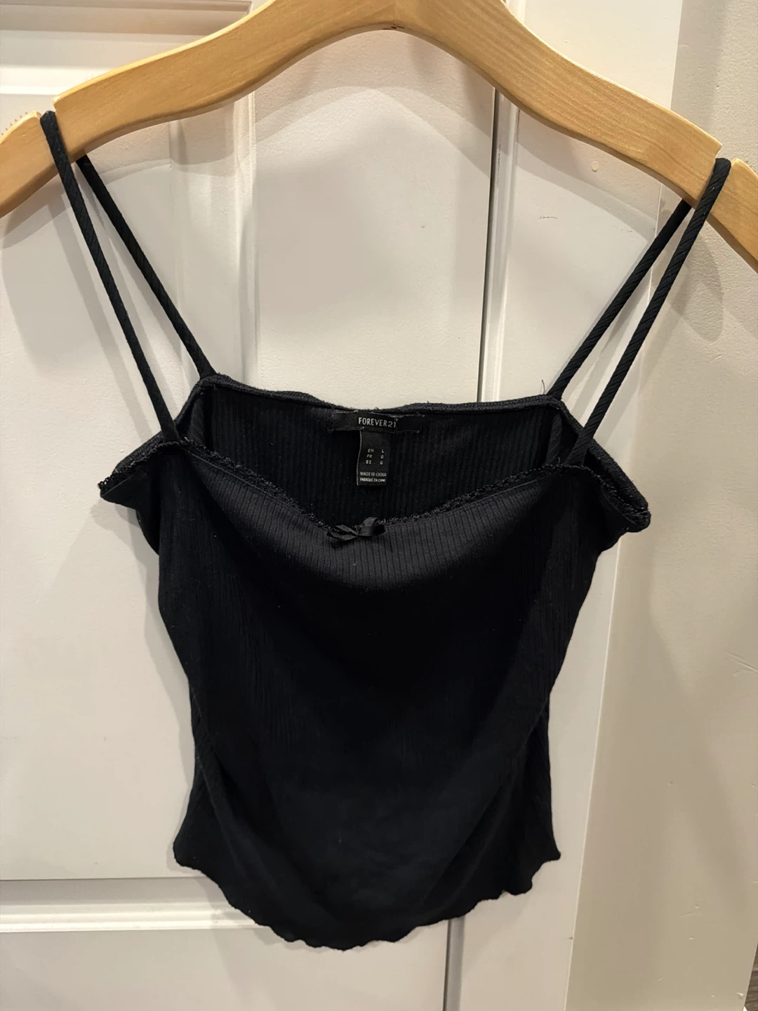 Black Ribbed Spaghetti Strap Tank Top