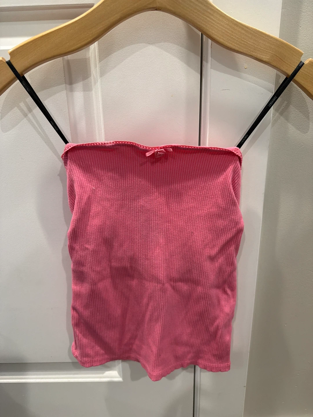Pink Ribbed Tube Top with Bow