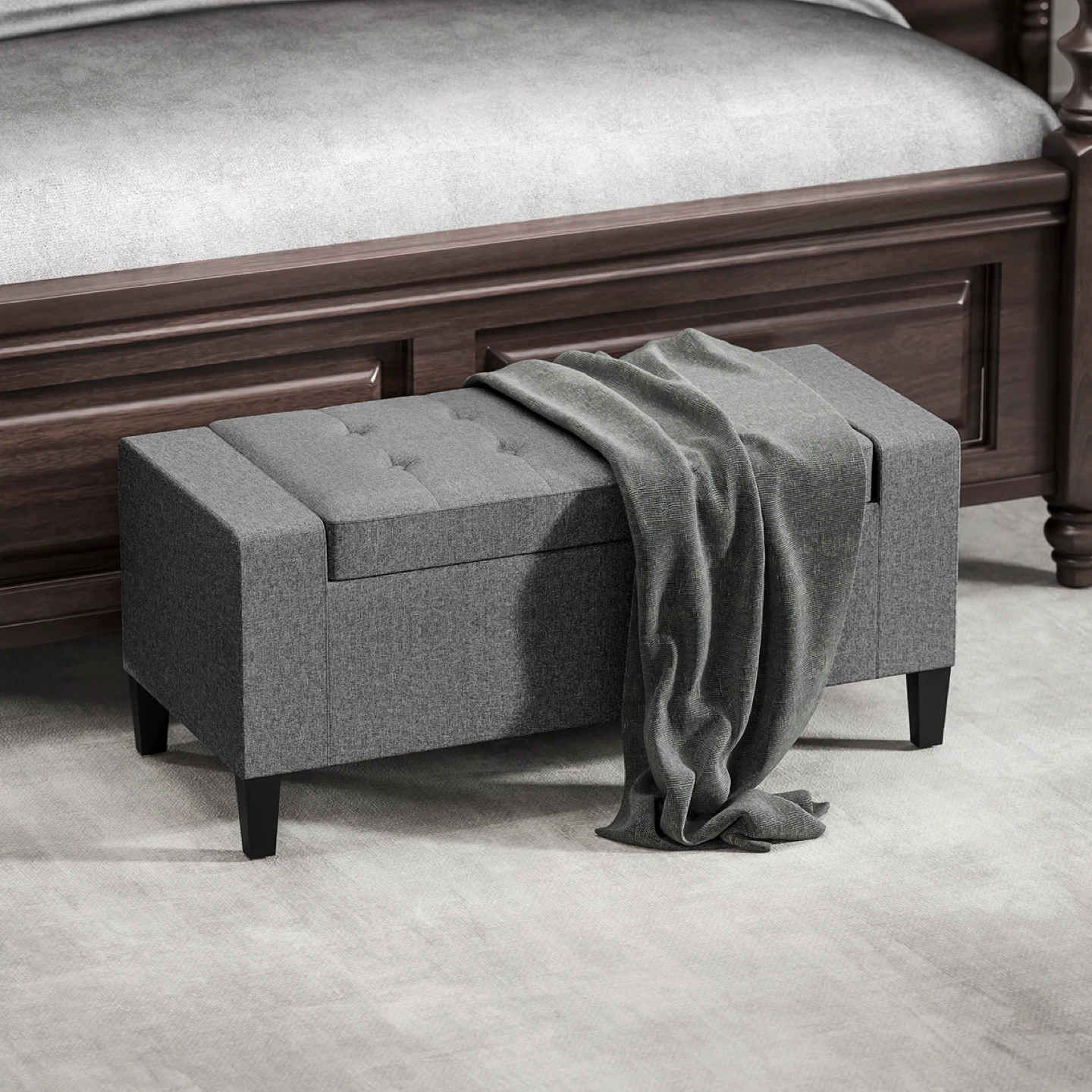 Grey Storage Ottoman Bench - photo 4