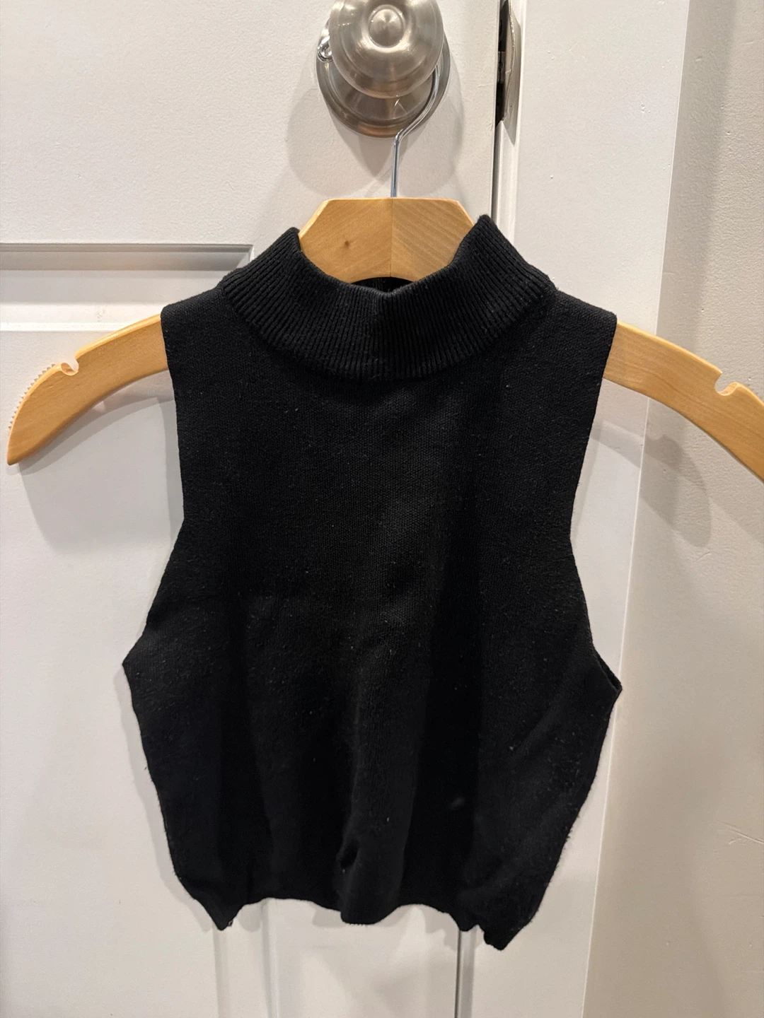 Black Sleeveless Mock Neck Sweater Vest