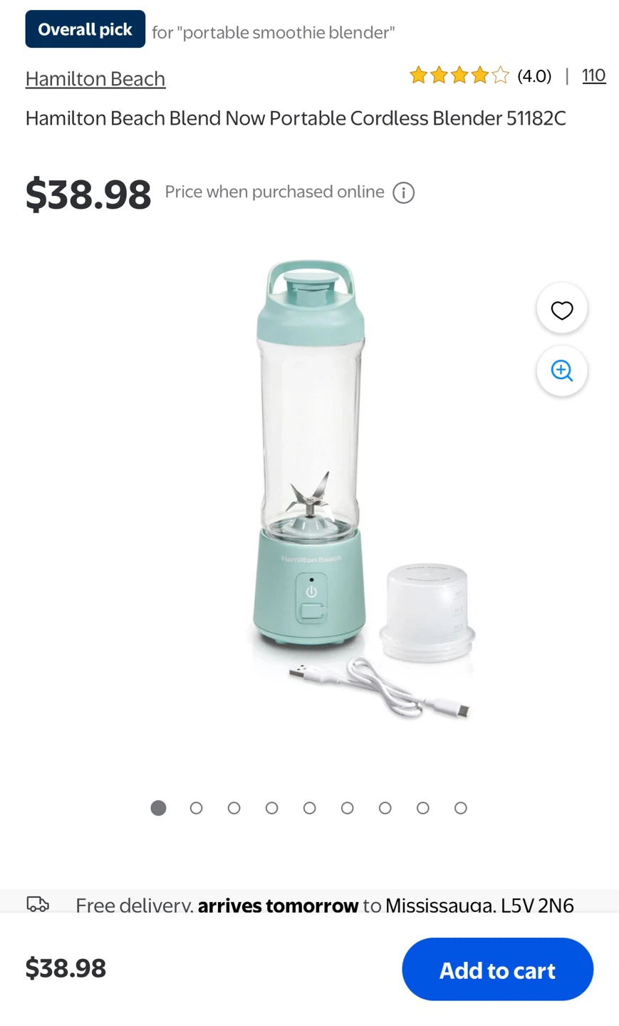 Hamilton Beach Blend Now Portable Cordless Blender