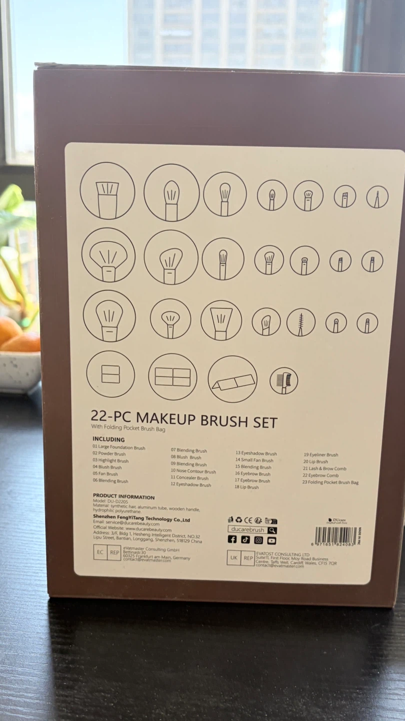 DUcare 22-PC Makeup Brush Set with Folding Pocket Brush Bag - photo 2
