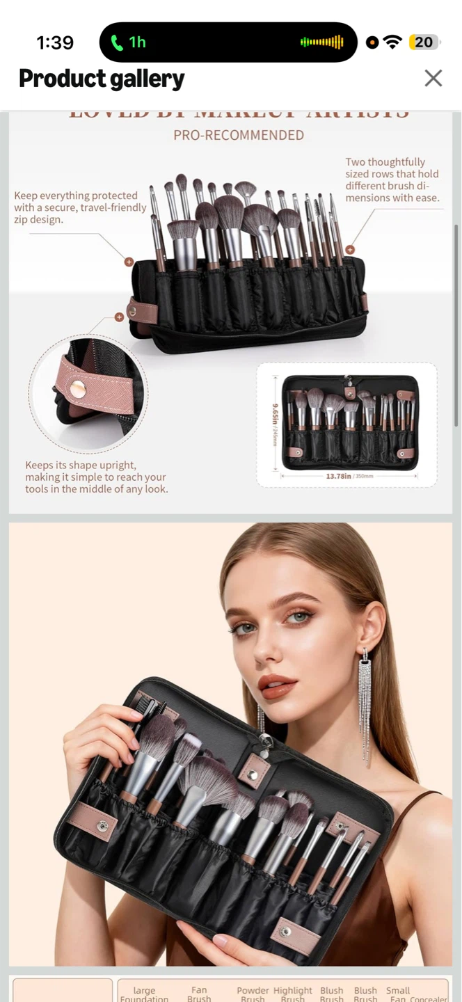 DUcare 22-PC Makeup Brush Set with Folding Pocket Brush Bag - photo 3