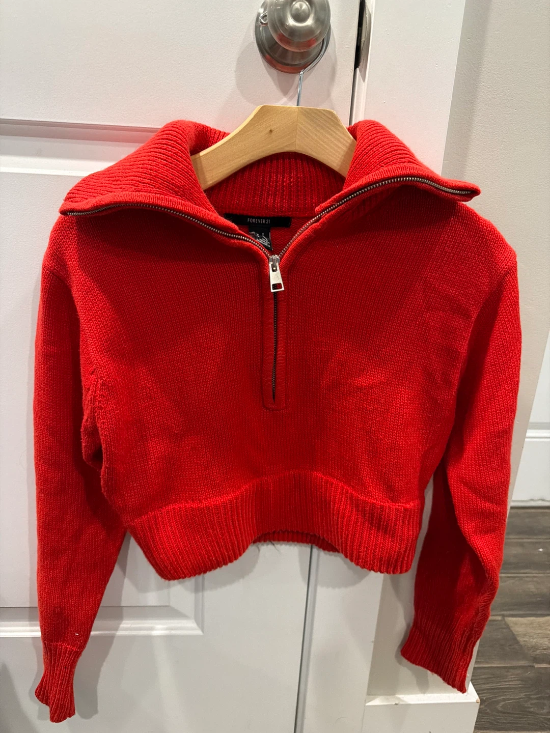 Forever 21 Red Zip-Up Sweater