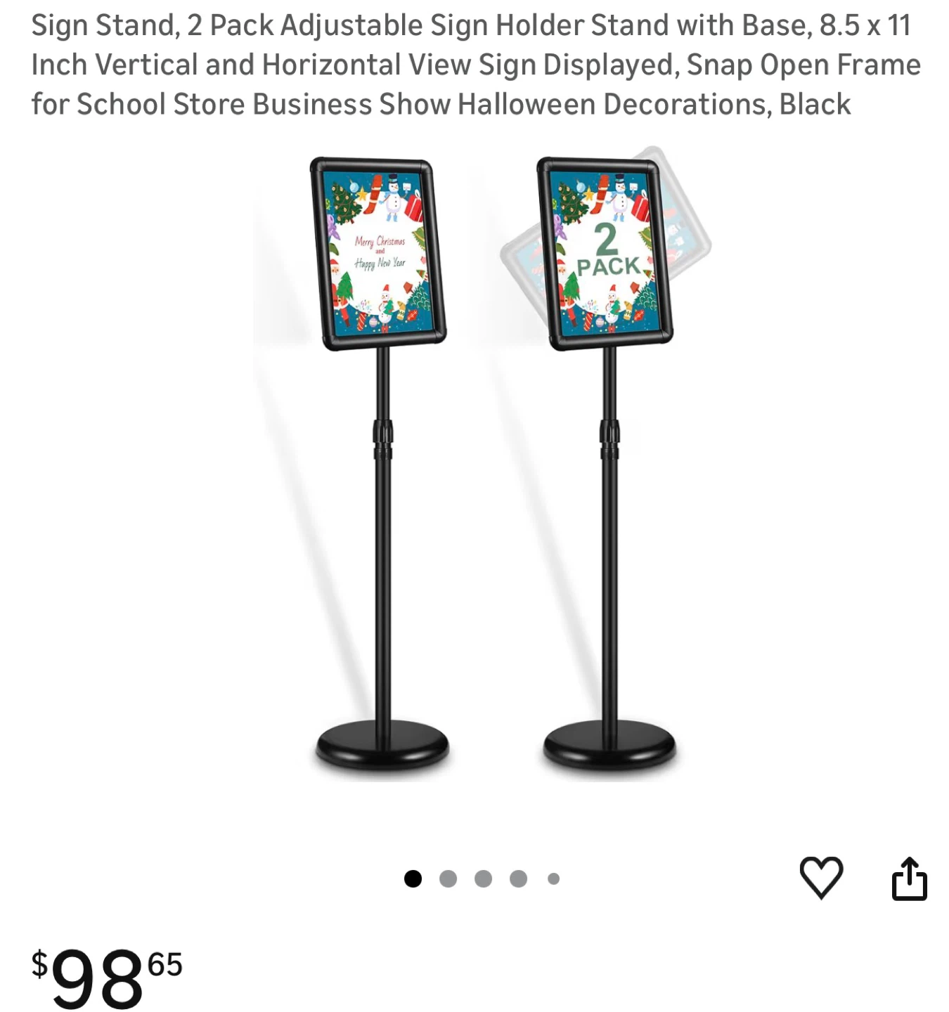 Adjustable Sign Holder Stand - Black (2 Pack) S32A