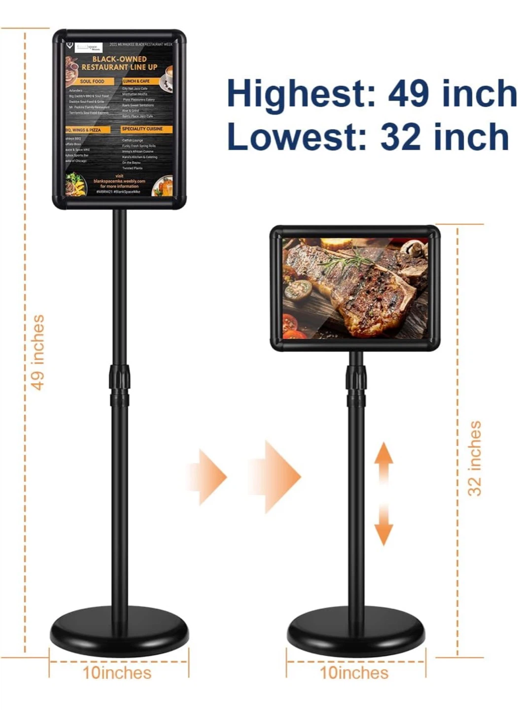 Adjustable Sign Holder Stand - Black (2 Pack) S32A - photo 3