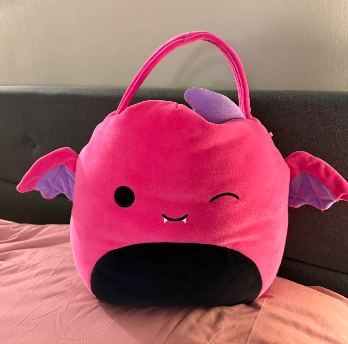 Squishmallows Pink Bat Halloween Treat Bucket