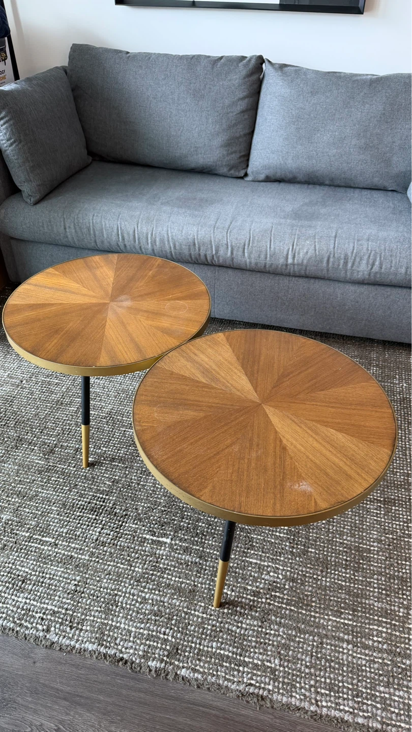 Round Wood Grain Side/Coffee Tables