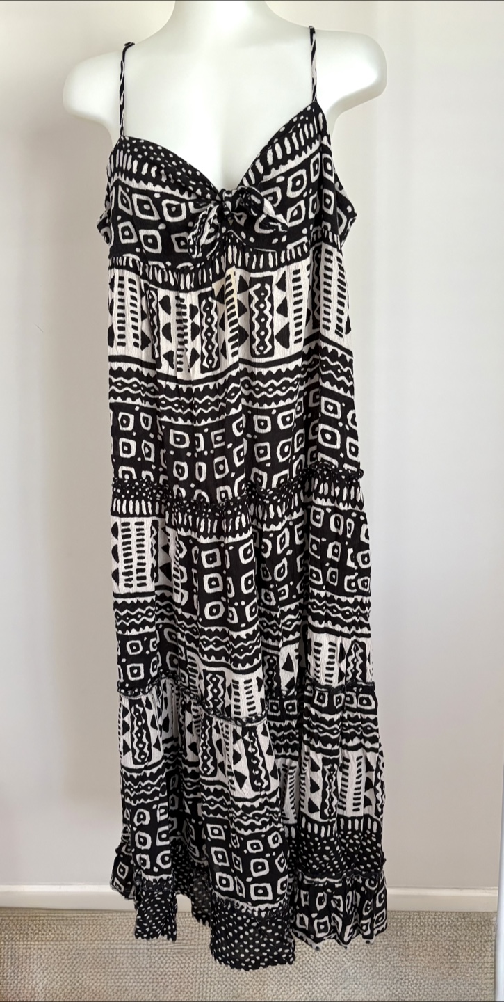 Ralph Lauren Maxi Dress - Black and White Tribal Print