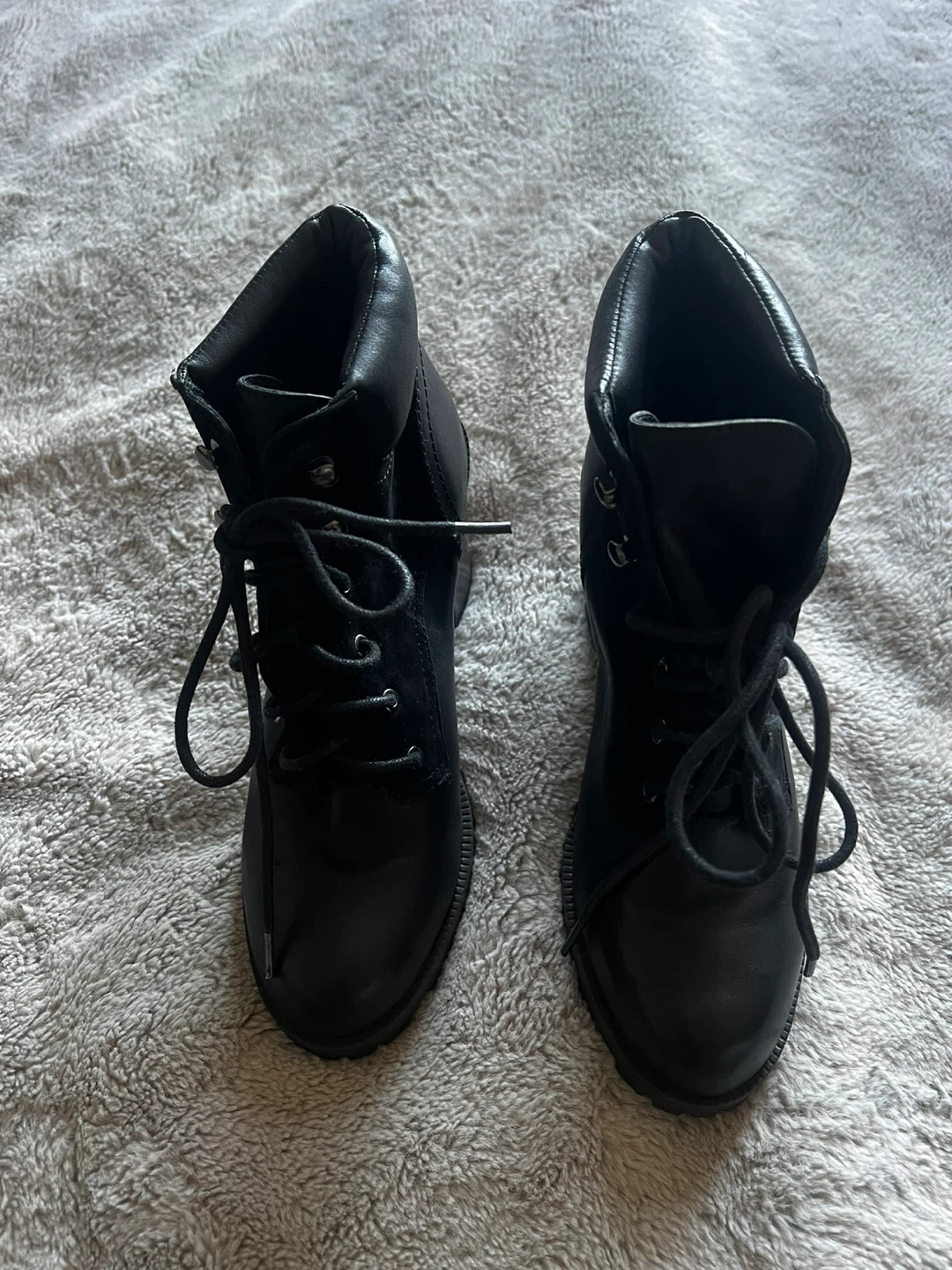 ALDO Black Lace-Up Chunky Heel Combat Boots Women's - photo 4