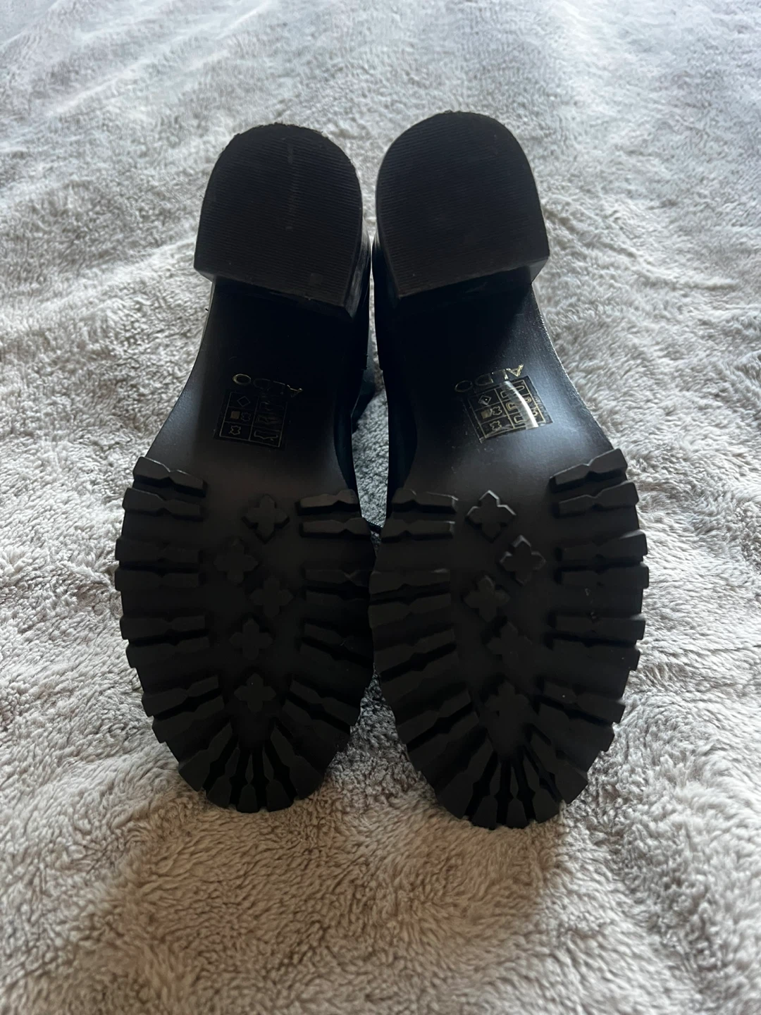 ALDO Black Lace-Up Chunky Heel Combat Boots Women's - photo 5