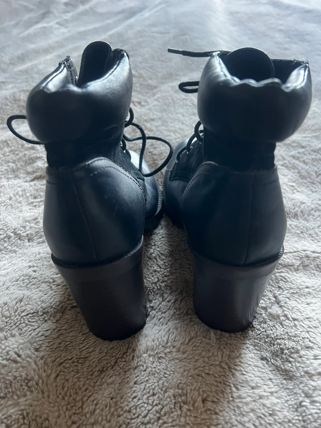 ALDO Black Lace-Up Chunky Heel Combat Boots Women's - photo 3