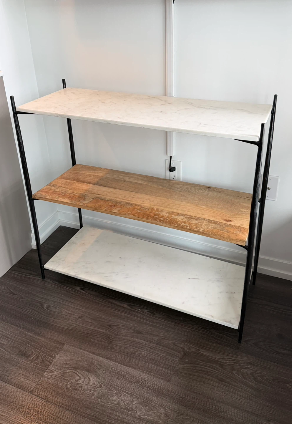 3-Tier Marble and Wood Shelf Unit - photo 2
