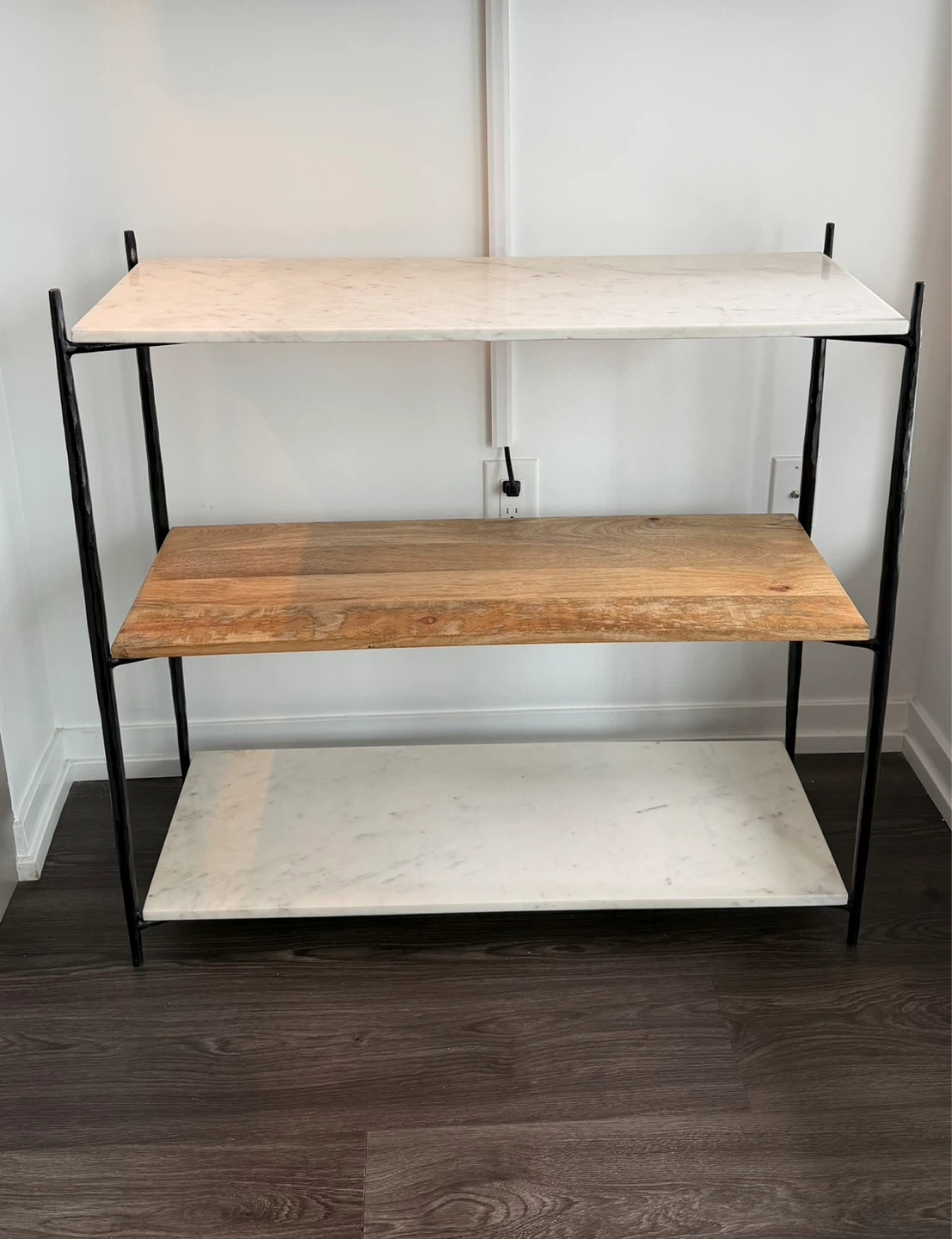 3-Tier Marble and Wood Shelf Unit