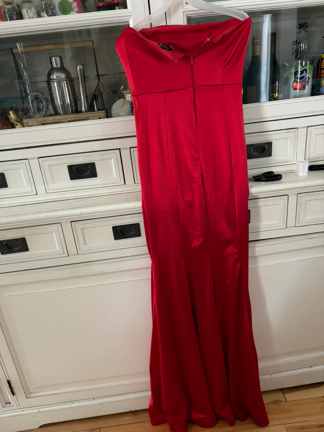 Red Strapless Gown