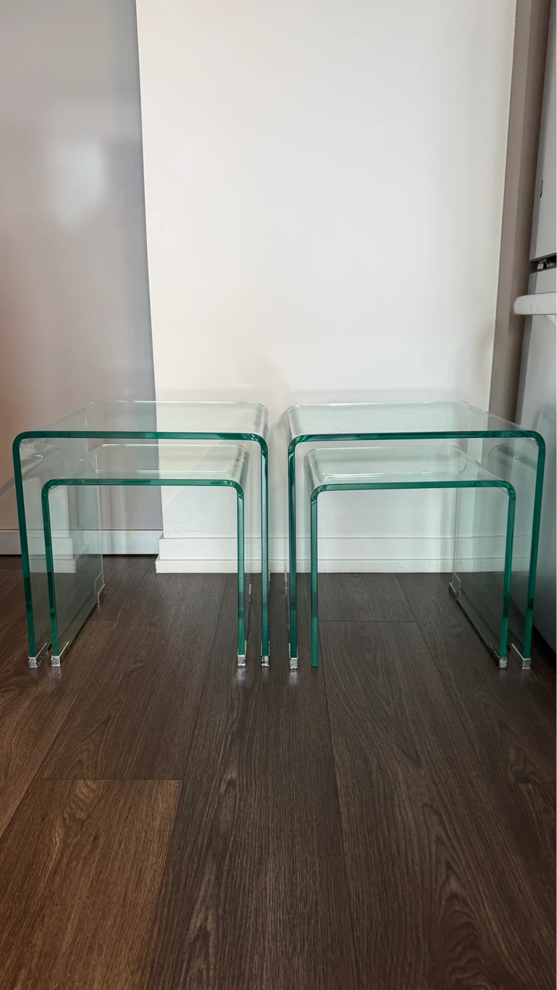 Set of 4 Clear Glass Nesting Side Tables
