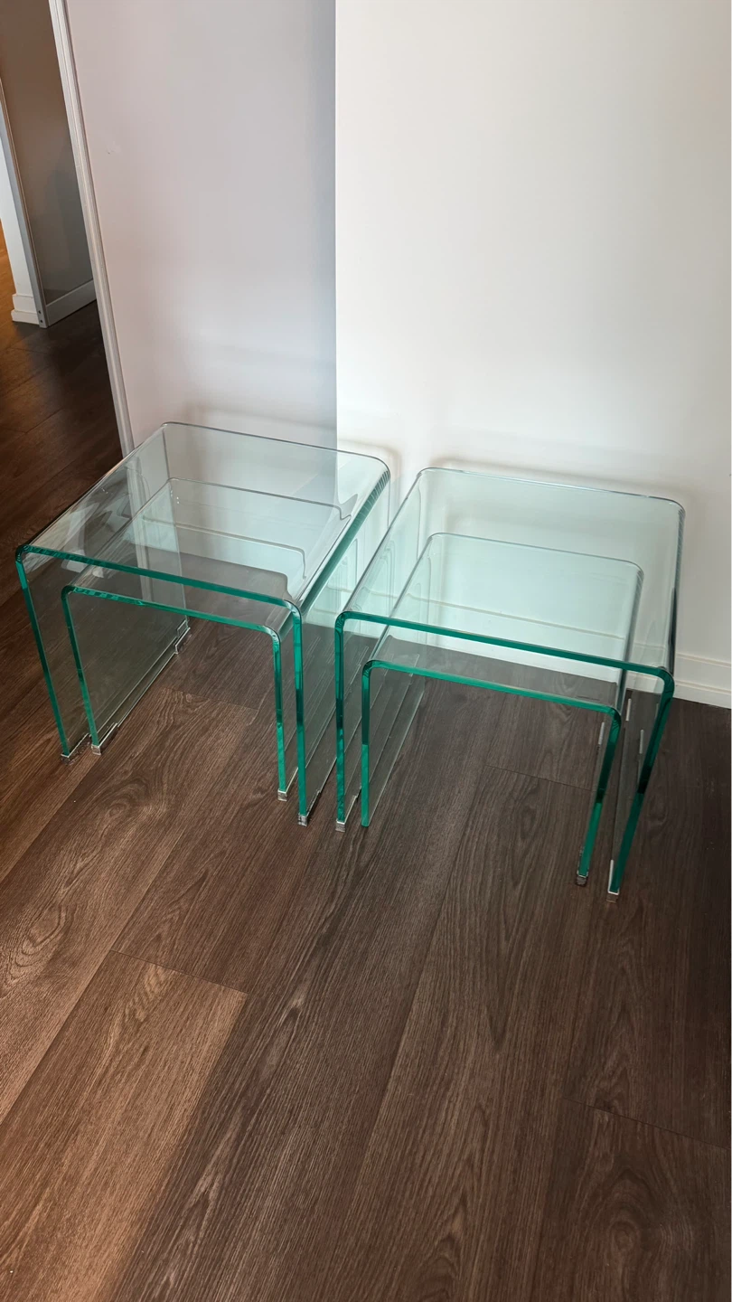 Set of 4 Clear Glass Nesting Side Tables - photo 3
