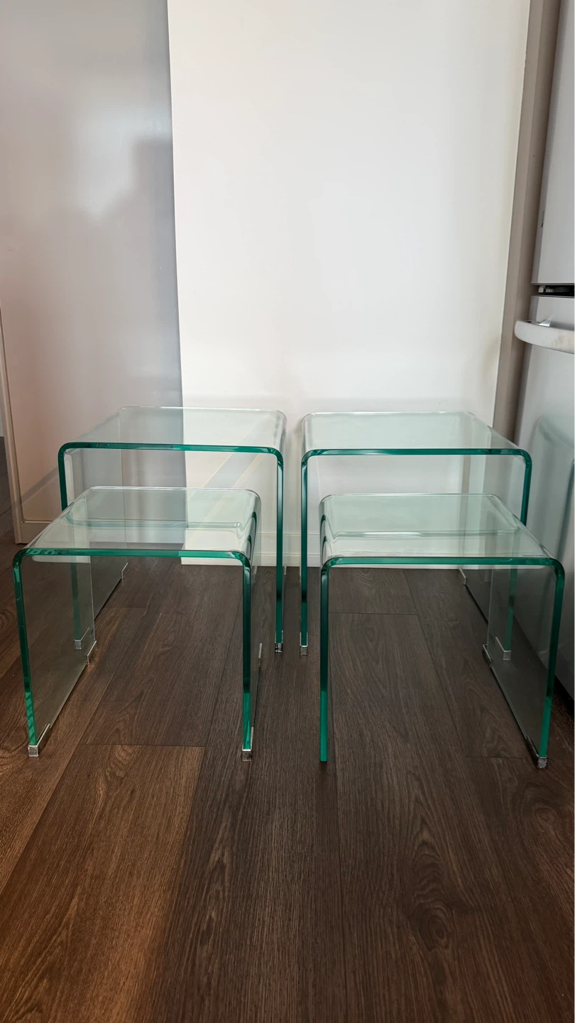 Set of 4 Clear Glass Nesting Side Tables - photo 2