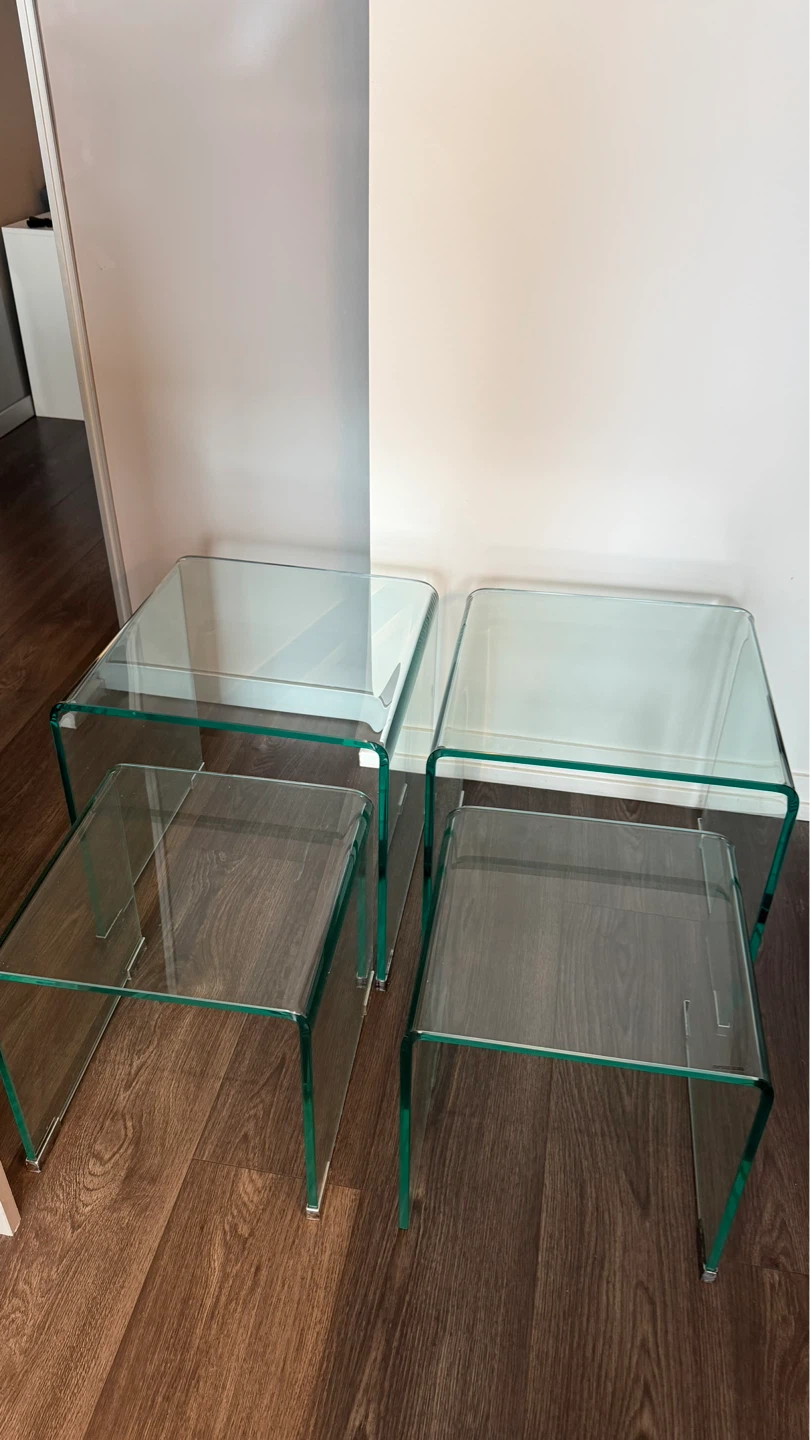 Set of 4 Clear Glass Nesting Side Tables - photo 4